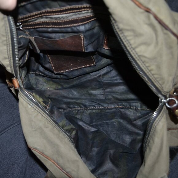 CAMPOMAGGI Canvas Leather Shoulder Bag Made In Italy - Picture 13 of 16